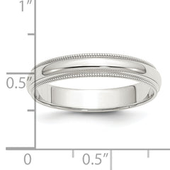 Sterling Silver 4mm Half Round Milgrain Size 13.5 Band