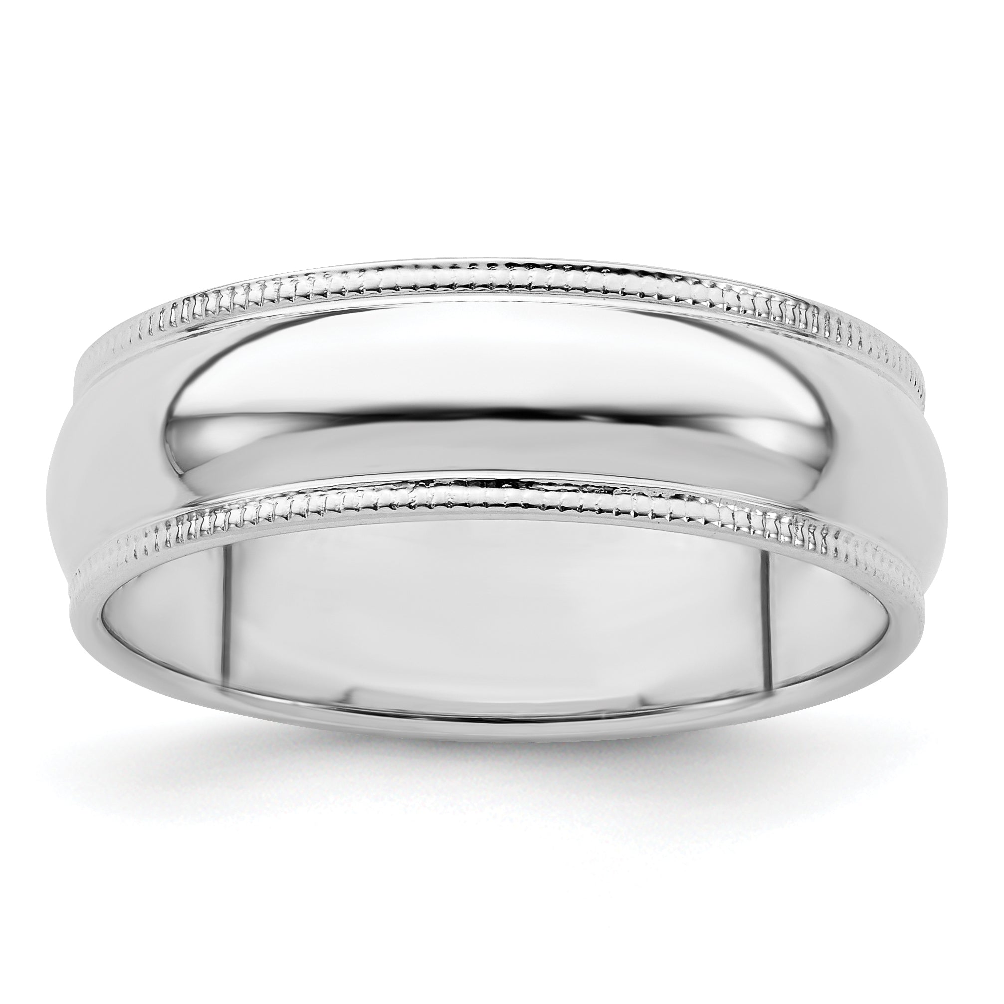 Sterling Silver 6mm Half Round Milgrain Size 12 Band