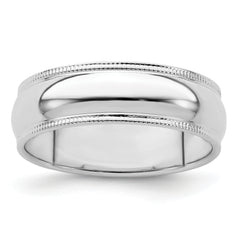 Sterling Silver 6mm Half Round Milgrain Size 12 Band