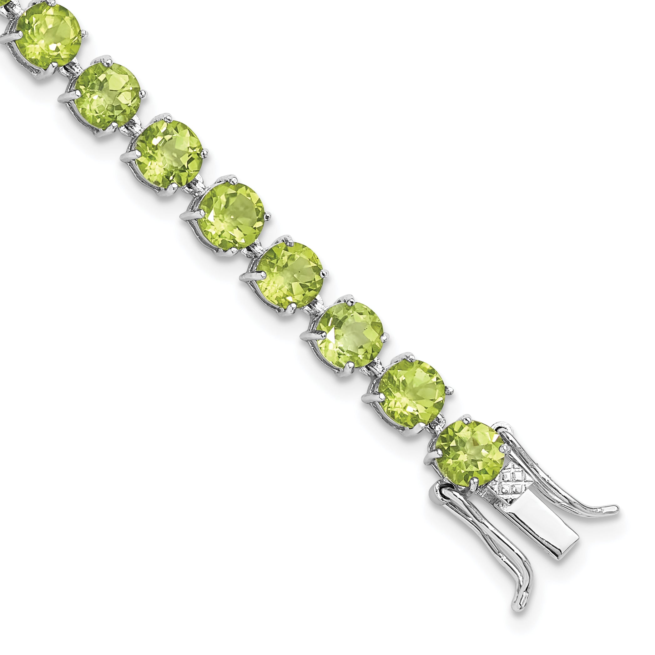 Sterling Silver Rhodium-Rhodium-Plated 5mm 16.74PE Peridot Bracelet