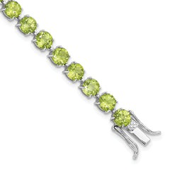 Sterling Silver Rhodium-Rhodium-Plated 5mm 16.74PE Peridot Bracelet