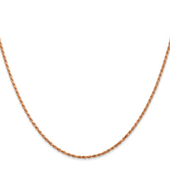 14K Rose Gold 30 inch 1.5mm Diamond-cut Man Made Rope with Lobster Clasp Chain
