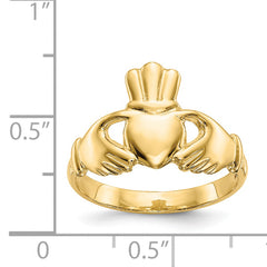 14k Polished Claddagh Ring