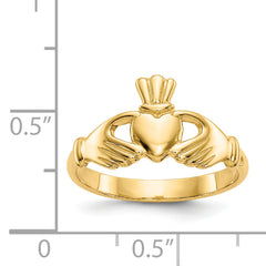 14k Polished Claddagh Ring