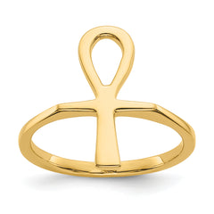 14k Polished Ankh Egyptian Cross Ring