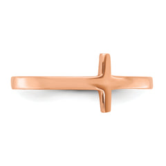 10k Rose Gold Sideways Cross Ring