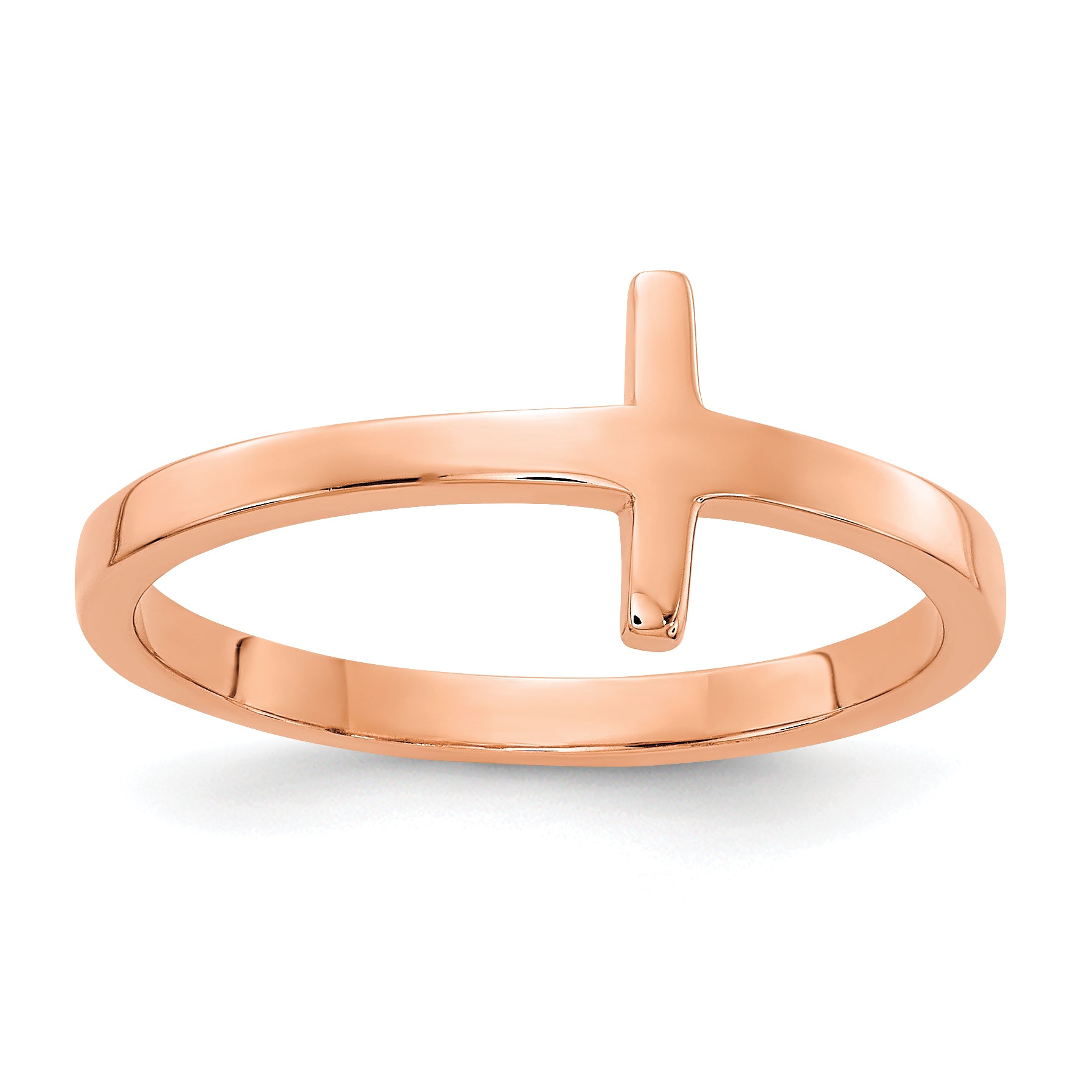 10k Rose Gold Sideways Cross Ring