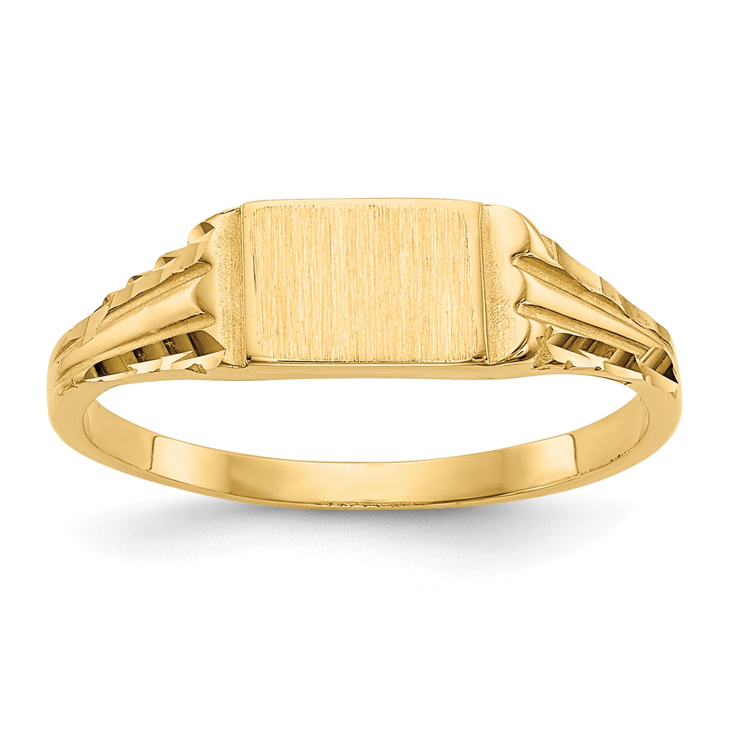 14k Childs Diamond-Cut Signet Ring