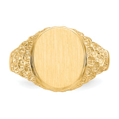 14k 10.5x12.5mm Open Back Mens Signet Ring