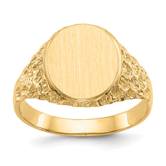 14k 10.5x12.5mm Open Back Mens Signet Ring