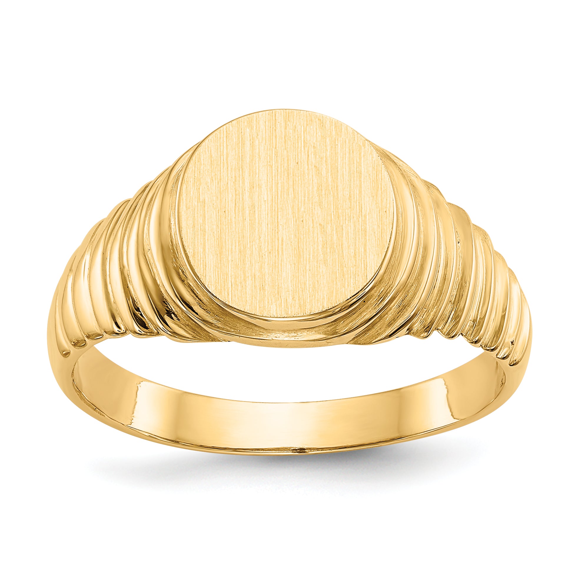 14k 10.5x9.5mm Open Back Mens Signet Ring