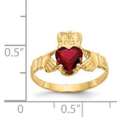 14k January CZ Birthstone Claddagh Ring