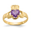 February Cubic Zirconia Birthstone Claddagh Ring in 14K Yellow Gold, Size 5 - Sophia Jewelers