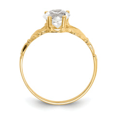 14k April CZ Birthstone Claddagh Ring