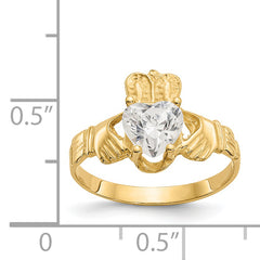 14k April CZ Birthstone Claddagh Ring