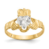 14k April CZ Birthstone Claddagh Ring