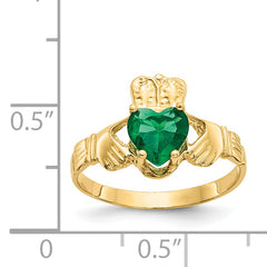 14k May CZ Birthstone Claddagh Ring