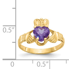 14k June CZ Birthstone Claddagh Ring
