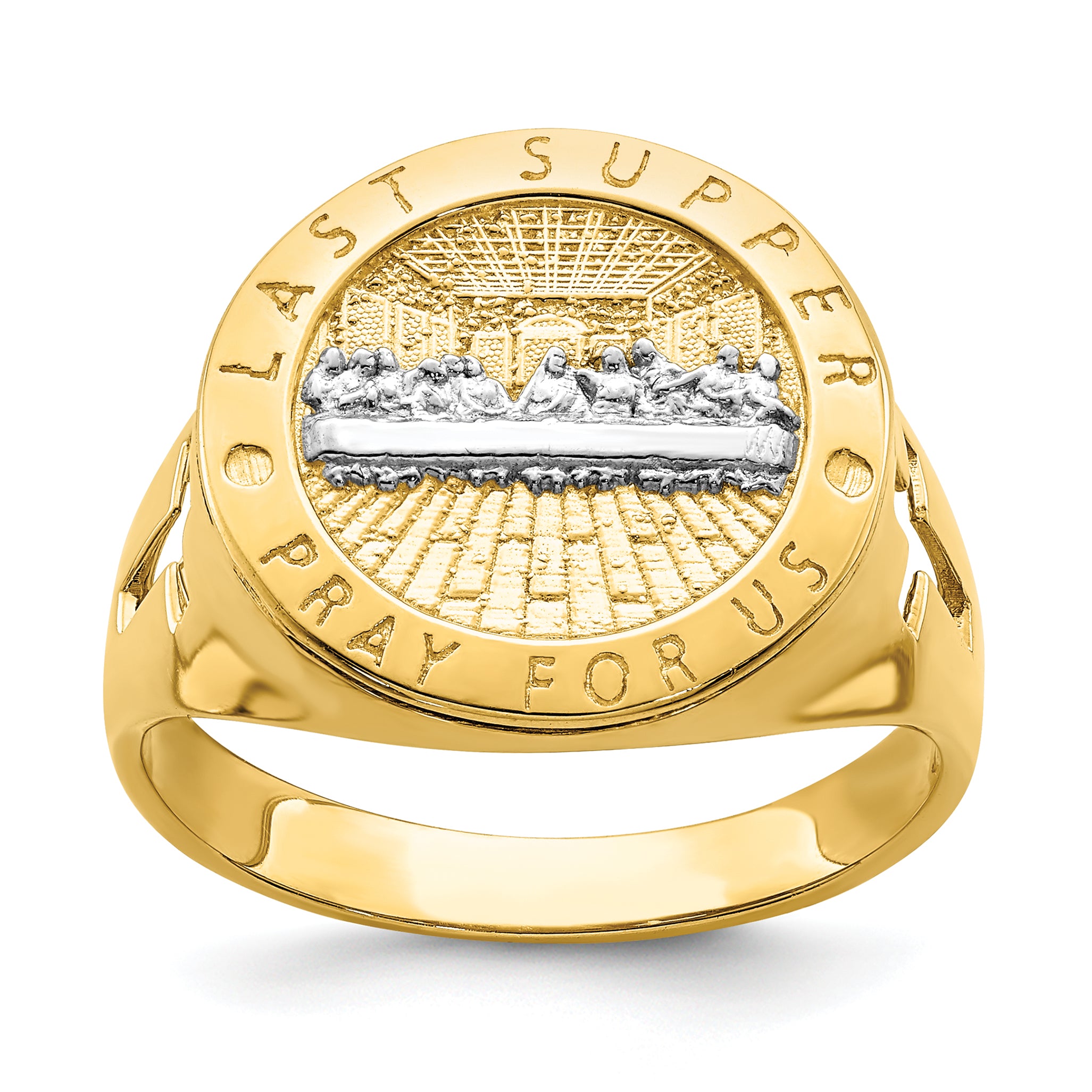 14K w/Rhodium The Last Supper Men's Ring
