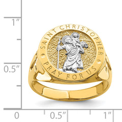 14K w/Rhodium Saint Christopher Ring