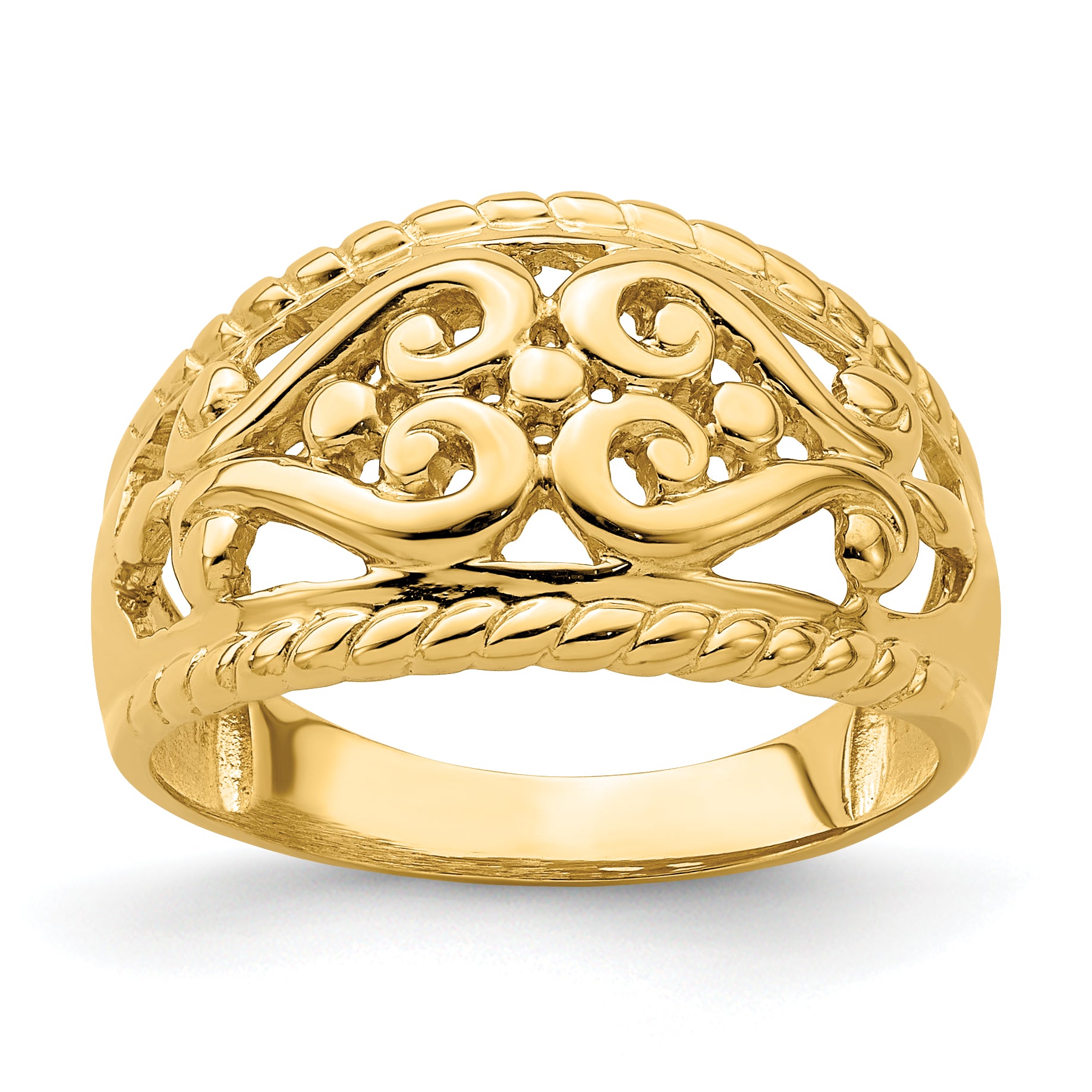 14k Polished Cut-Out Heart Design Band