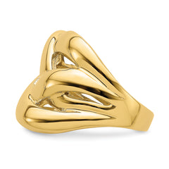 14k Polished Bold Basket Weave Dome Ring