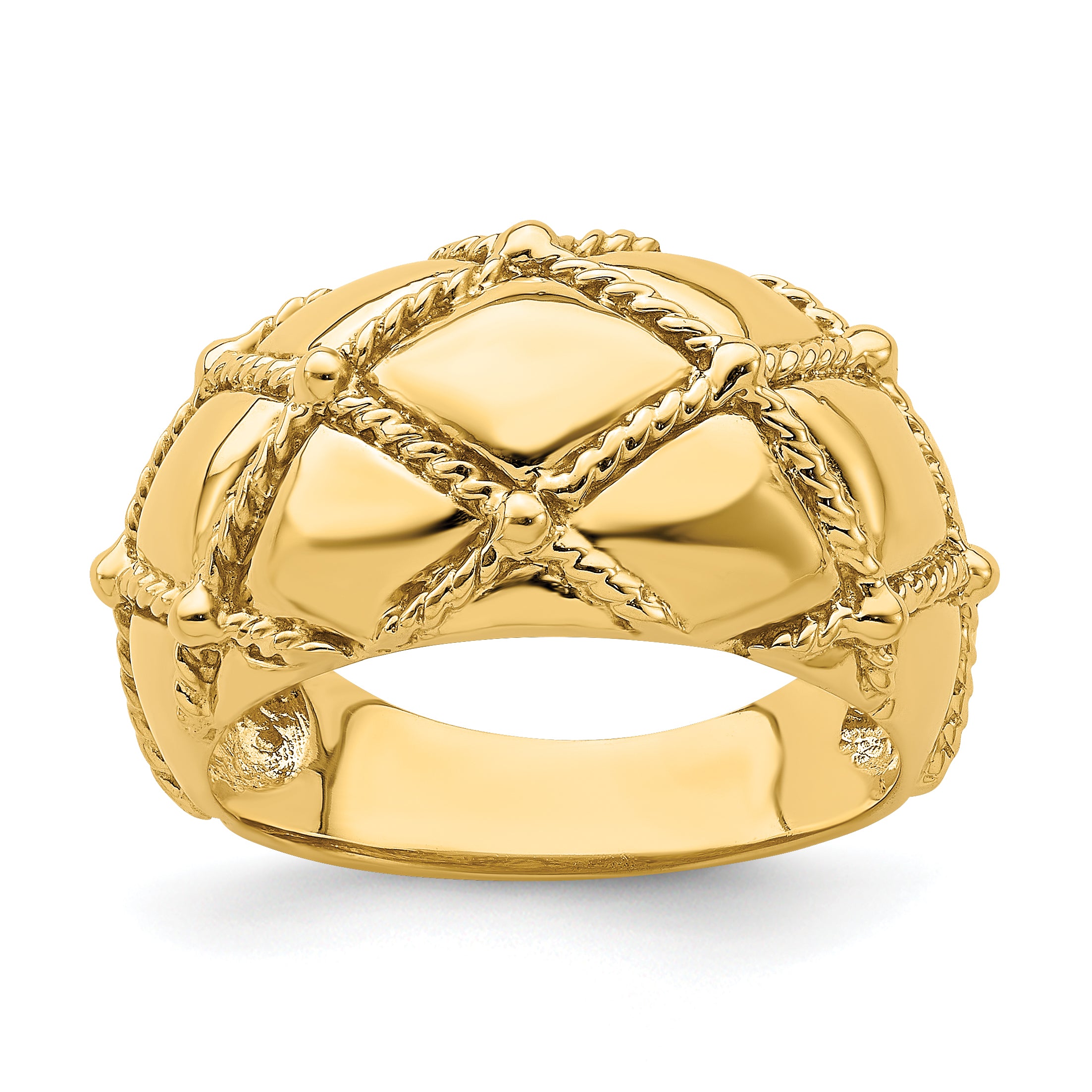 14k Quilted Rope Solid Dame Ring