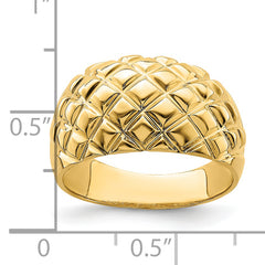 14k Polished Basket Weave Pattern Ring