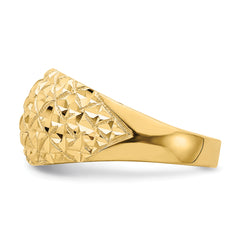 14K D/C Quilted Pattern Dome Ring