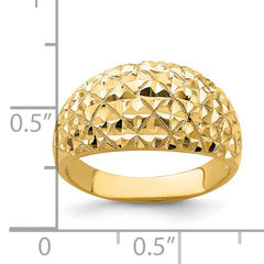 14K D/C Quilted Pattern Dome Ring