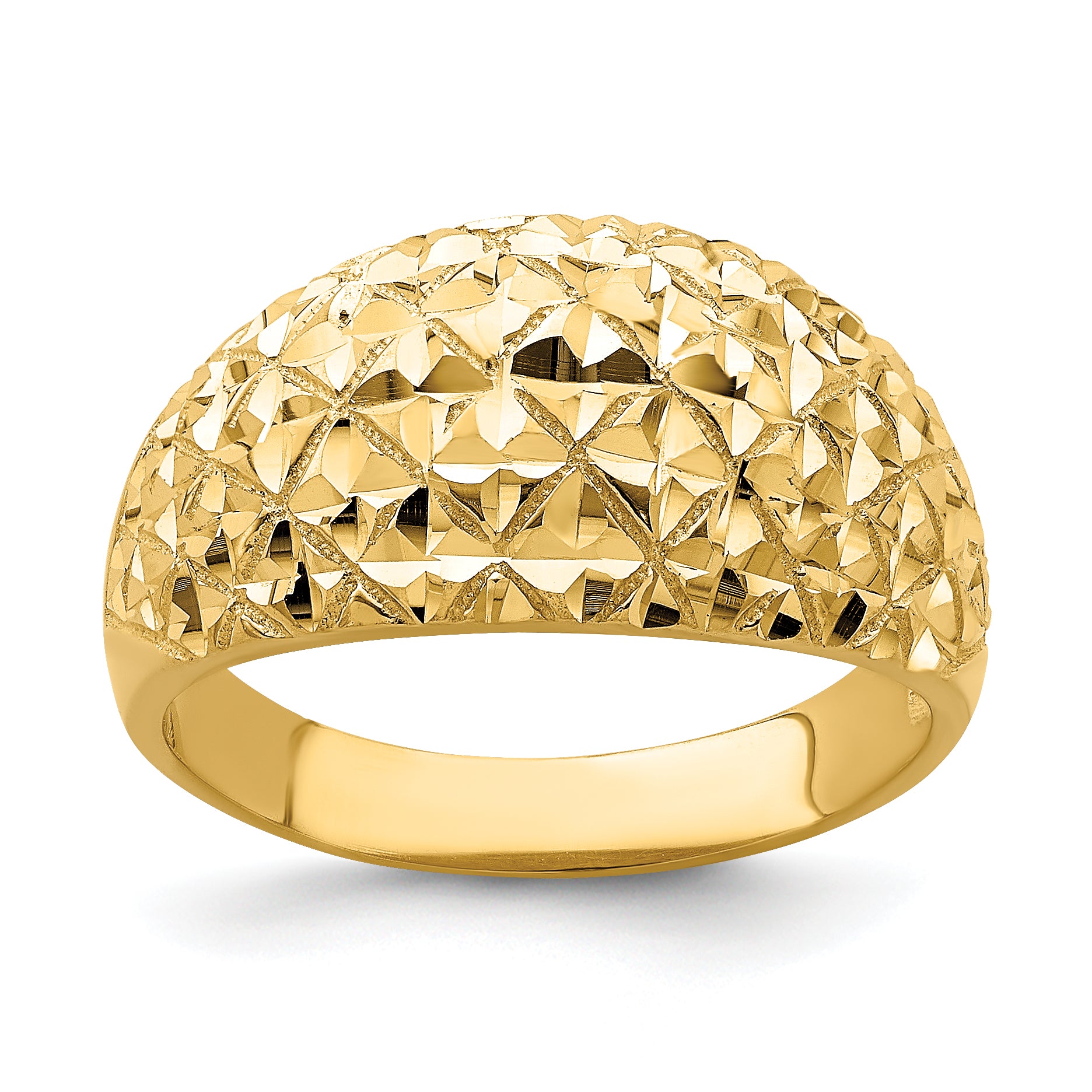 14K D/C Quilted Pattern Dome Ring