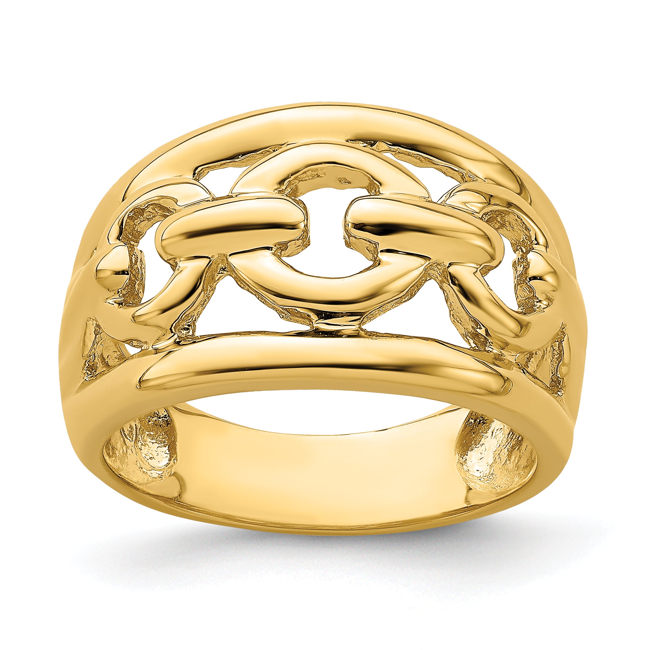 14K Polished Chain Design Inside Ring