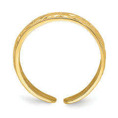 14k Adjustable Flower w/ Leaf Trim Toe Ring