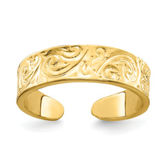 14k Adjustable Scroll Pattern Toe Ring