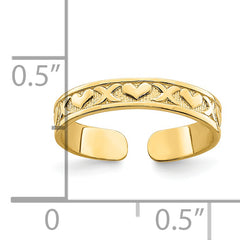 14K Small X and Hearts Adjustable Toe Ring