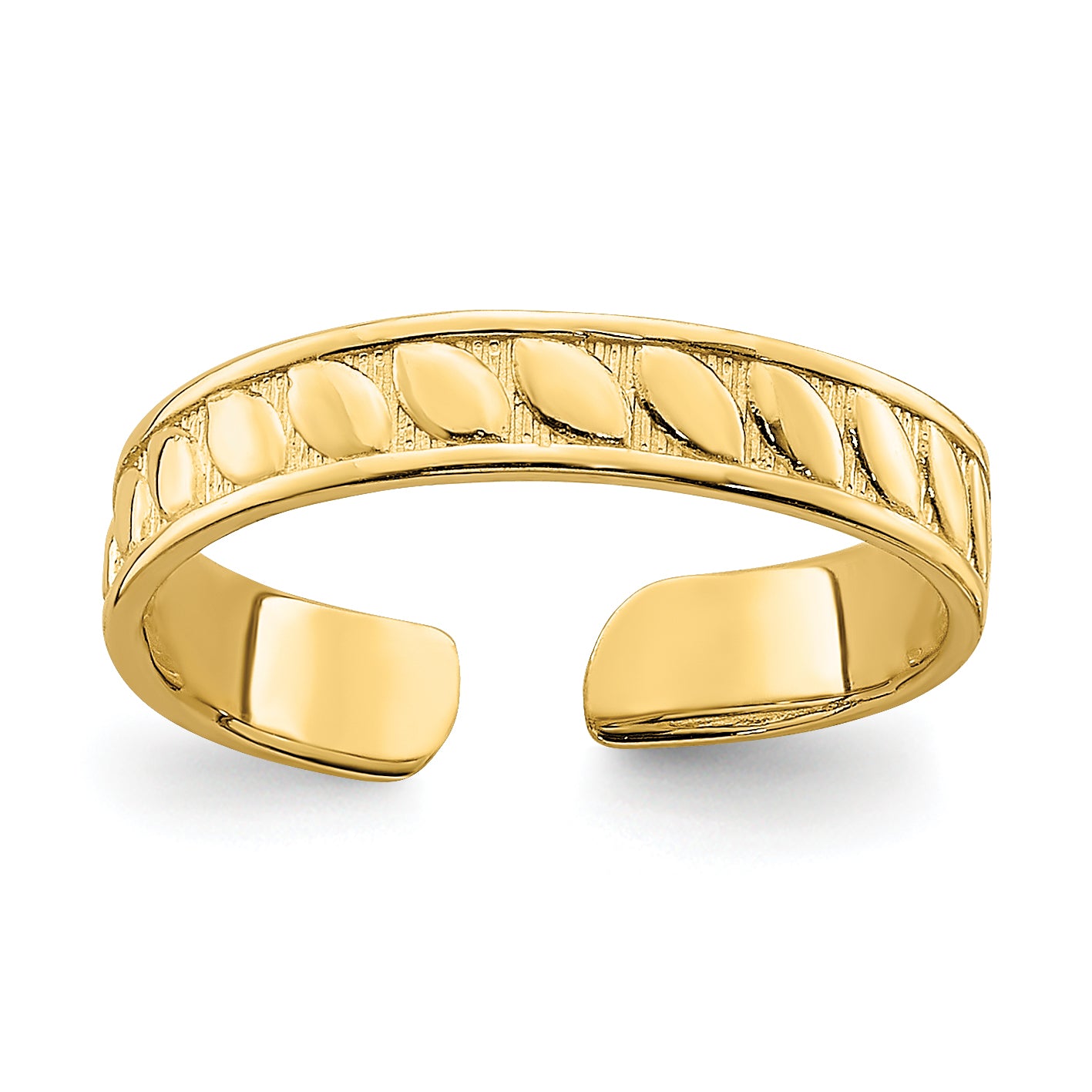 14k Adjustable Leaf Engraved Design Toe Ring