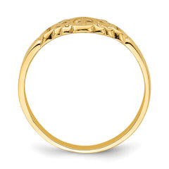 14K Cross Inside Oval W/Scroll and Heart Ring