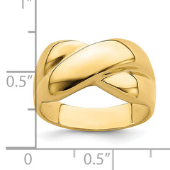 14K Polished X Dome Ring