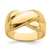 14K Polished X Dome Ring