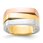 14k Tri-Color Contemporary Flat Top Band