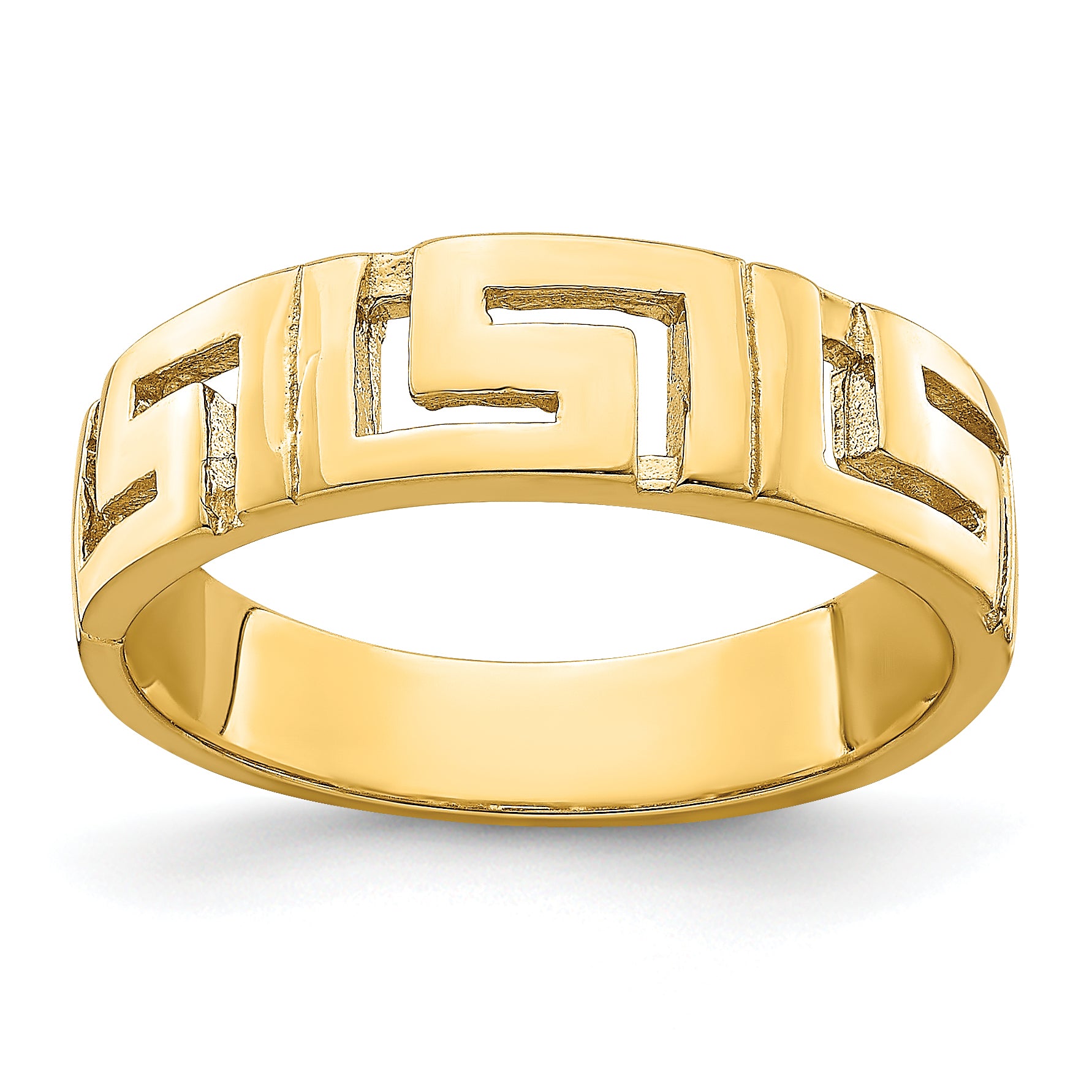 14k Greek Key Band w/ Tapered Shank Ring