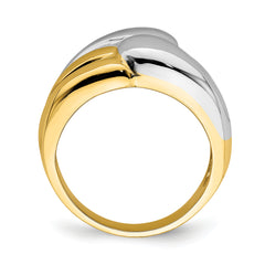 14k Two-Tone Polished Zigzag Design Ring