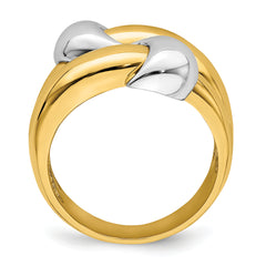 14K Two-Tone Polished Knot Dome Band