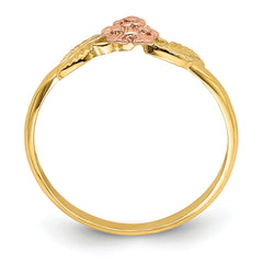 14k Two Tone D/C Leaves w/ Flower Ring
