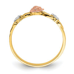 14k Two-Tone w/White Rhodium Flower Ring