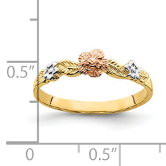 14k Two-Tone w/White Rhodium Flower Ring