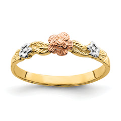 14k Two-Tone w/White Rhodium Flower Ring