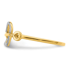 14k w/Rhodium Heart and Key Ring