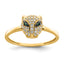 White Cubic Zirconia Lioness Head Ring in 14K Yellow Gold, Size 7 - Sophia Jewelers