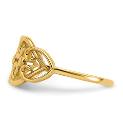 14k Polished Cut Out Fancy Hearts Design Size 7 Ring